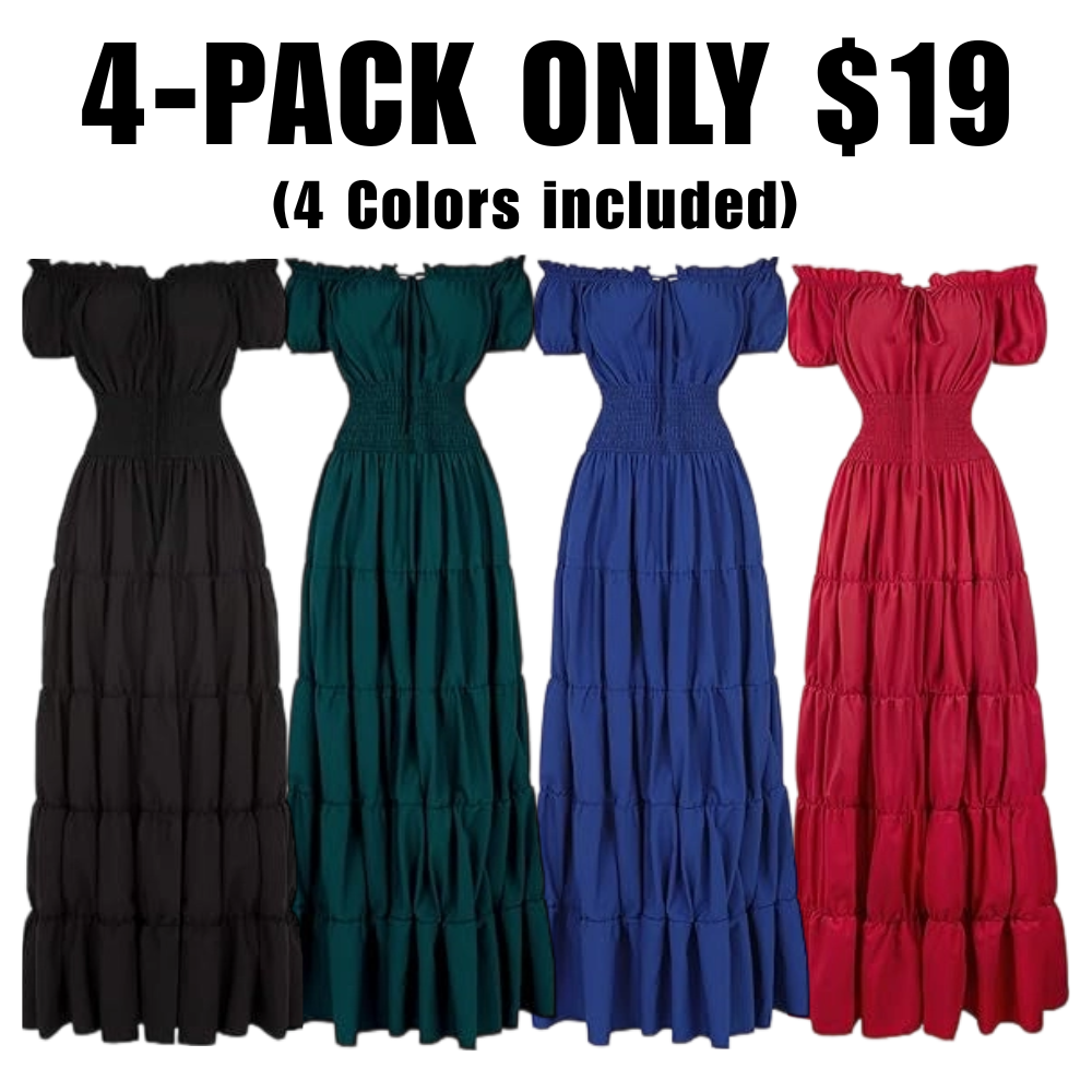 Women's Waist-Cinching Pleated Maxi Dress