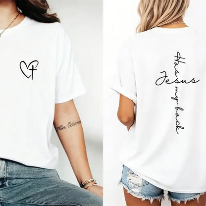 Jesus Has My Back Print T Shirt
