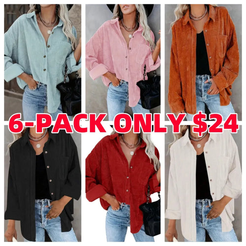 ✨Women's Plain Collared Minimalist Button Front Collared Blouse🔥