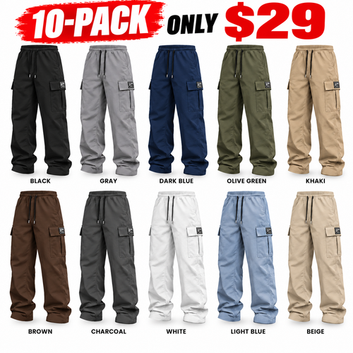 🎃 LAST DAY! 🔥 TikTok Best-Seller Men's Solid-Color Cargo Pants — Loose Fit, Casual Style! 10-PACK ONLY $29!