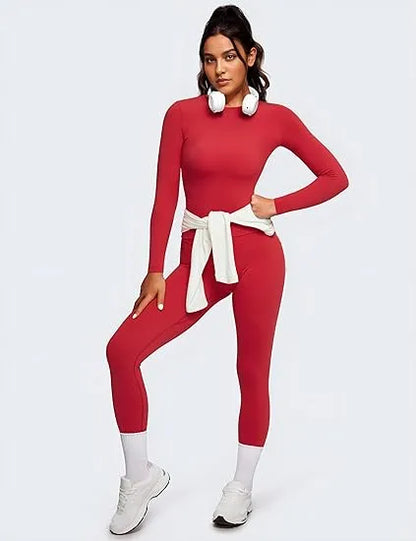 Women’s Two-Piece Patchwork Yoga Set – High Elastic Slim Fit Long Sleeve Top & Tight Pants