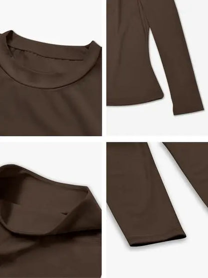 Women’s Two-Piece Patchwork Yoga Set – High Elastic Slim Fit Long Sleeve Top & Tight Pants