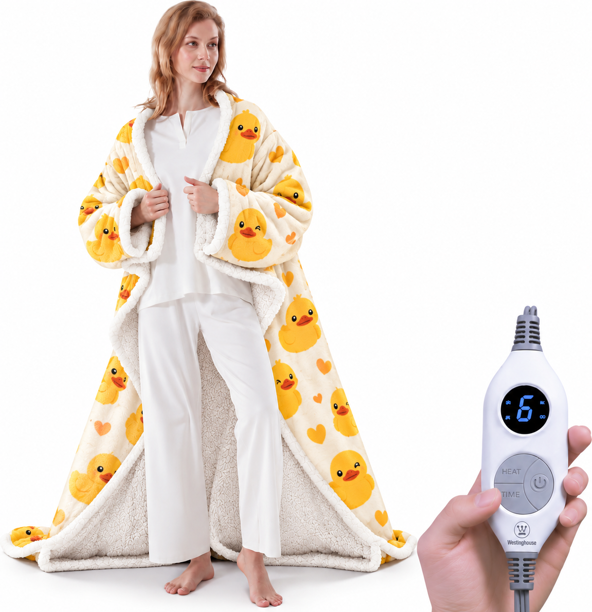 Christmas Limited Edition🔥Wearable Heated Blanket with Foot Pocket Sherpa🔥Overheat Protection & Auto Shut-Off