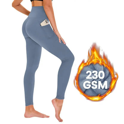 Women's High Waisted Fleece Lined Leggings with Pockets