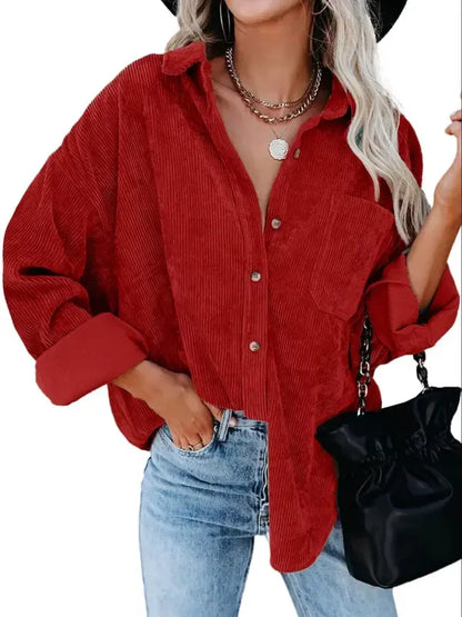 Women’s Preppy Collared Blouse – Minimalist 80s Style Button Down Shirt