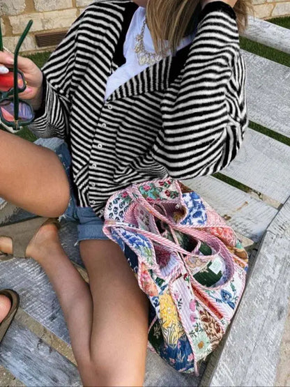 Women's Striped Sweater Cardigan
