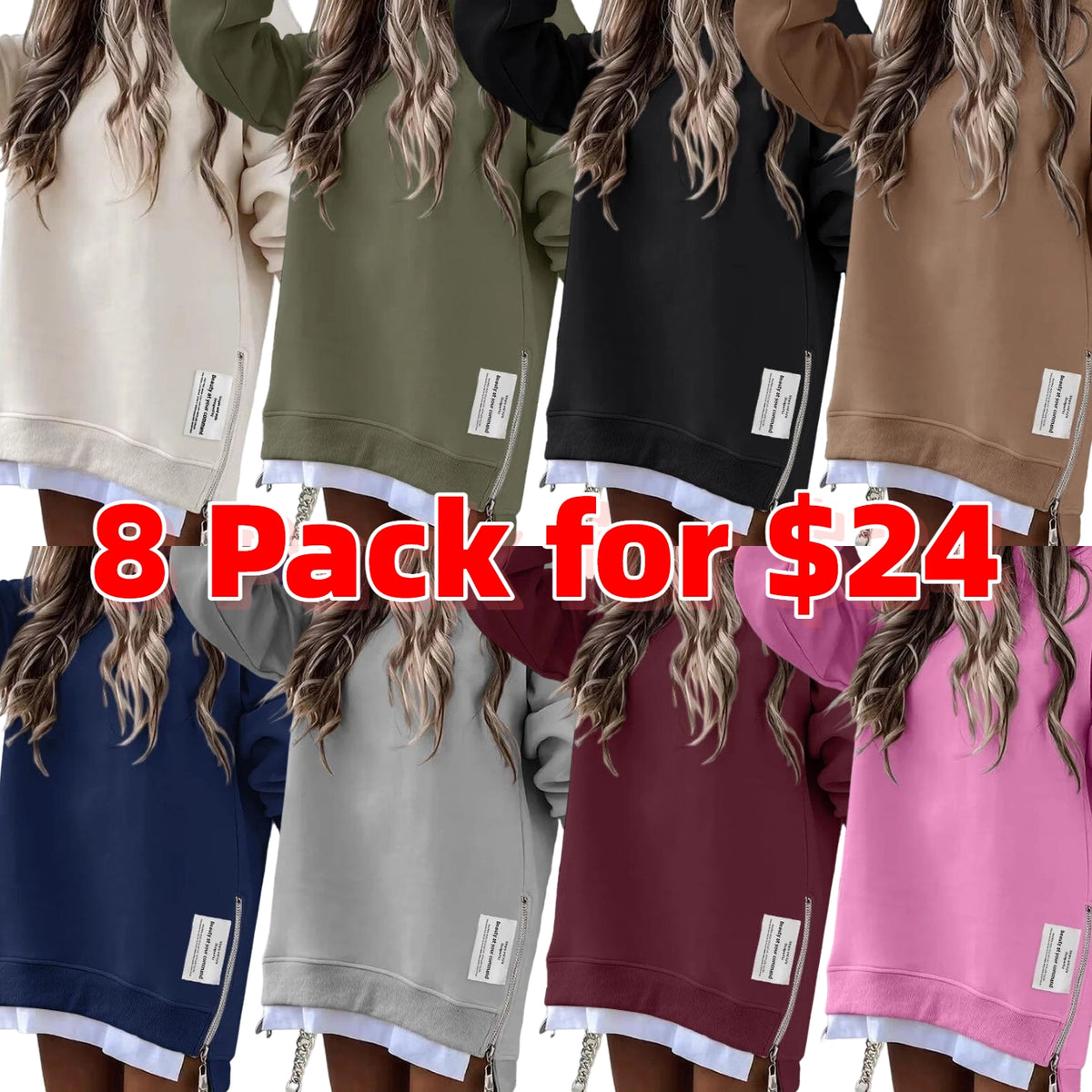 Womens Long Sleeve Pullover Sweatshirt