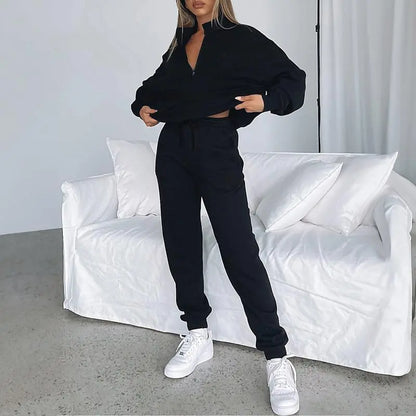 Women 2 Piece Outfits Sweatsuit Oversized Half Zip Pullover Long Sleeve Sweatshirt Jogger Pants Set with Pockets Outdoorfun
