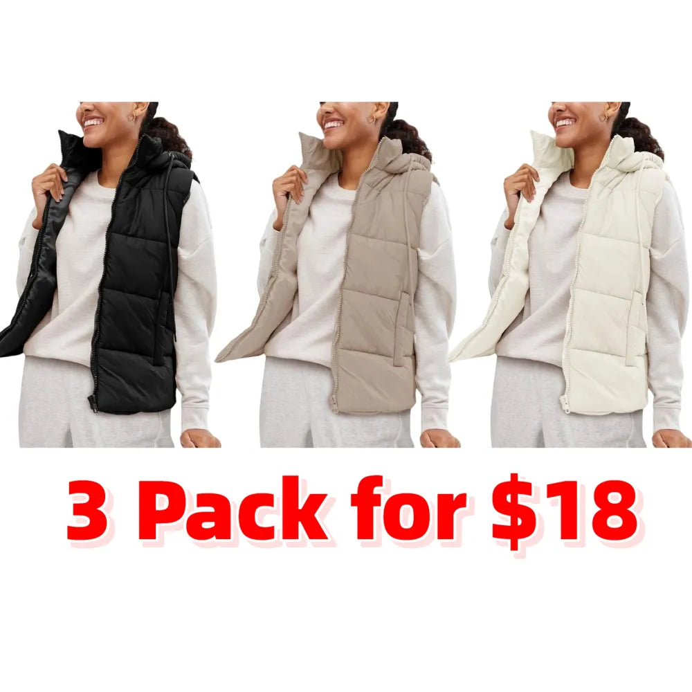 Women's Sleeveless Quilted Winter Warm Hooded