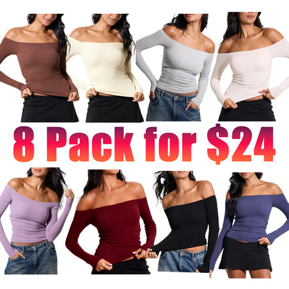 Ribbed Off The Shoulder Long Sleeve