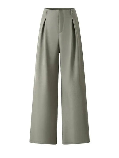Women's Solid Color Plicated Pocket Wide Leg Pants