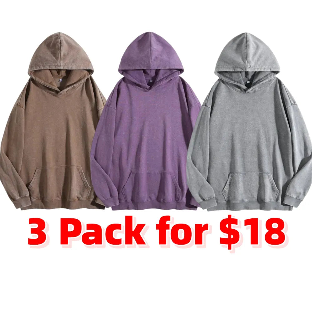 Women's Oversized Acid Wash Cotton Hoodie