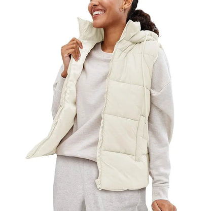 Women's Sleeveless Quilted Winter Warm Hooded