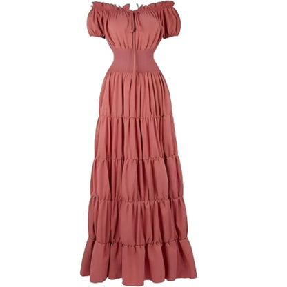 Women's Waist-Cinching Pleated Maxi Dress