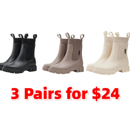 Women's Solid Color Waterproof Rain Boots