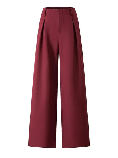 Women's Solid Color Plicated Pocket Wide Leg Pants