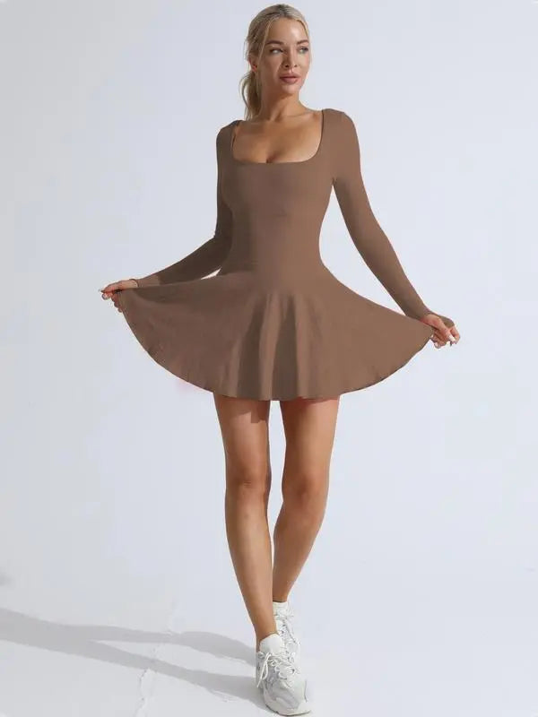 Women's Solid Criss Cross Backless 2 in 1 Sports Dress