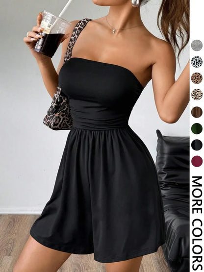 Women's Solid Color Fitted Romper