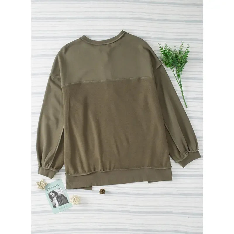 Women's Oversized Button Henley Sweatshirts