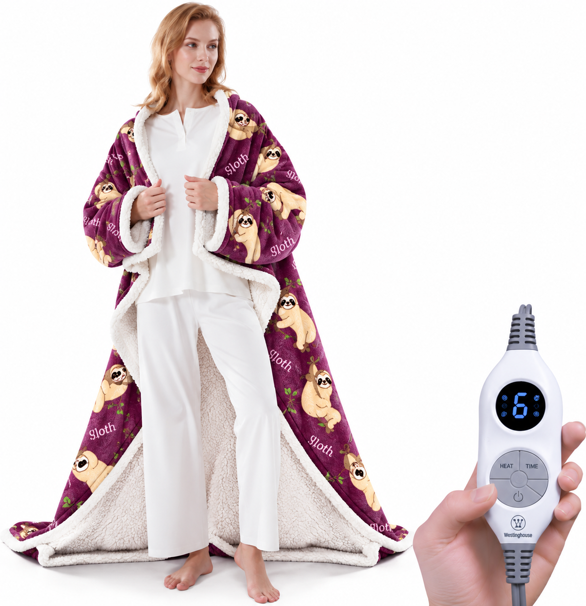 Christmas Limited Edition🔥Wearable Heated Blanket with Foot Pocket Sherpa🔥Overheat Protection & Auto Shut-Off