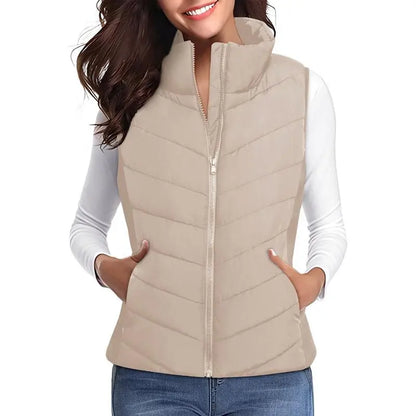 Puffer Vest Women Sleeveless Zip Up Outerwear