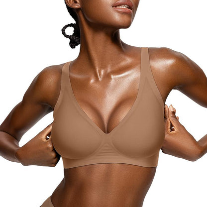 Womens Comfortable Wireless Bras Push Up Bralettes Seamless Tshirts Bras Deep V