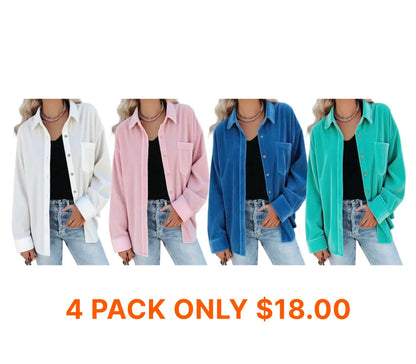 Women’s Preppy Collared Blouse – Minimalist 80s Style Button Down Shirt
